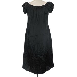 J. Crew Off The Shoulder Slip Dress in Textured Satin Size 12 Black Cocktail NWT